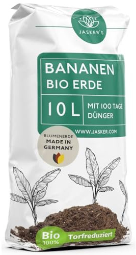 JASKER'S Bananenerde 10 L - Aus 100% nachwachsenden Rohstoffen - Erde für Bananenpflanze - Mit Bananen Dünger und Wurzelaktivator - Plumeria Erde - Bananenstaude, Strelizie, Musa