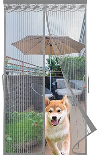 Magnet Fliegengitter Balkontür 190x225cm, Magnet Fliegengitter Balkontür Insektenschutzrollo Insektenschutz Magnetvorhang Tür Moskitonetz Abnutzungsbeständig Für Terrassentüren - Grau