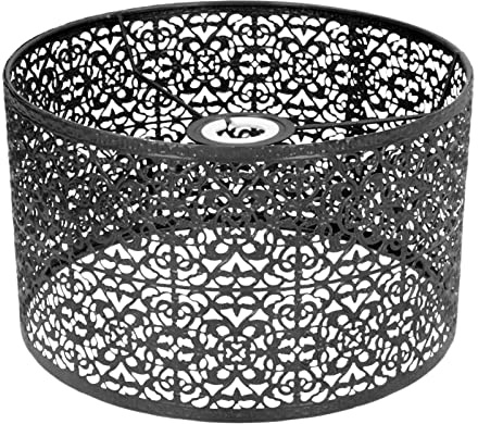 Hyuduo Metall Lampenschirm Schwarz E27 E14 Universal 25cm Durchmesser 16cm Höhe Ausgehöhltes Design für Tischlampen Stehlampen Deckenleuchten