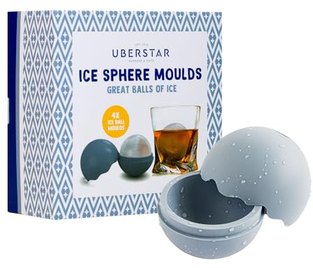Sphere Ice Cube Ball Silicone Moulds (Cool Blue) / Easy Release Ice Moulds / 4 Moulds 4.5cm/1.8 / for Cocktails Water Whisky Mocktails Drinks