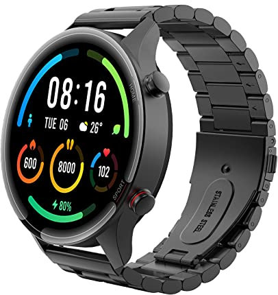 MoKo Correa de Metal Compatible con Xiaomi S4 Sport/S3/2/2 Pro/S2/S1/S1 Pro/S1 Active/Mi Watch/Color/Color 2, 22mm Pulsera de Acero Inoxidable de Repuesto, Negro