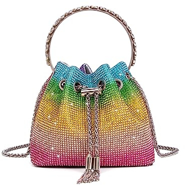 Sweetovo Bling Kristall Strass Geldbörse für Frauen Sparkly Clutch Handtasche Crossbody Tasche für Abend Hochzeit Party Abschlussball, Bunt