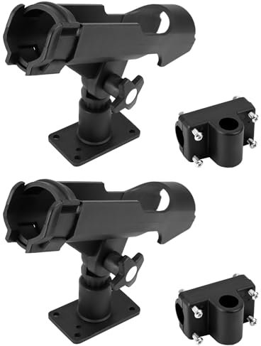 QWORK® 2 Stück Boot Kajak Angelrutenhalter Bootsrutenhalter - 360 Grad Einstellbar - Montage horizontal/an Wänden/auf Schienen