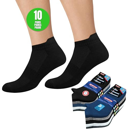 SOXCO Chaussettes Homme Femme Sport 39-42 Socquettes Basses Courtes - Lot de 10 Paires (EU 39 42, Multicolore)