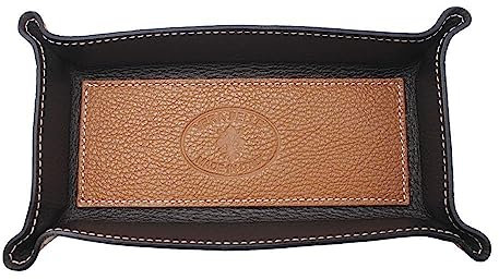 FrasiBags Vide Poche en Cuir Véritable - Vide Poche Entree - Plateau de Rangement Rectangulaire Pratique pour Montres, Clés, Pièces de Monnaie et équipement de Bureau (Cuir)