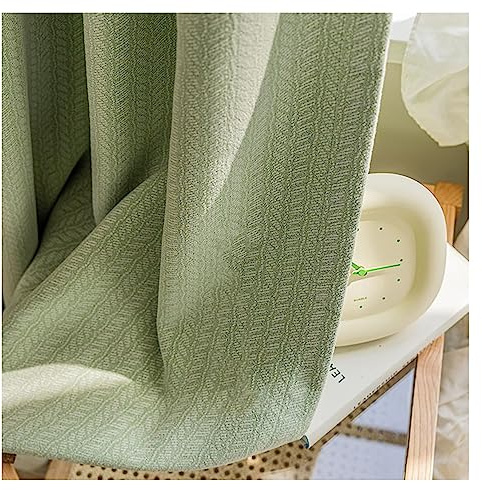 ANAZOZ Vorhang mit Ösen Blickdicht 2er Set, Verdunklungs Vorhang Fenster Chenille 140x215cm Uni Jacquard