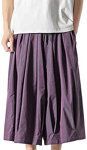rtdgcv Herren Hosen Gummizug Gemustert Harun Cargohose mit geradem, weitem Bein für Herren, neutraler Farbverlauf, lässige Schlaghosen Anzughose Mit Gummizug Herren (Purple, XXXXL)