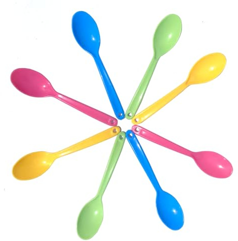 Stock Your Home With Sturdy Large Eco-Friendly Plastic Spoons, Frozen Yogurt Ice Cream Scoops, Frozen Dessert Scoops, Party Candy Countertop Buffet Picnic Camping Outdoor 4 Colors 12 Pieces