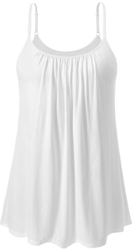 Vislivin Camisole Tank Top for Women Built in Bra with Backless Long Length Casual Flowy Adjustable Strap Vest Top S-XXXXL