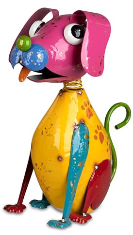 formano Metallfigur Hund mit Wackelkopf | Metall Figur Dekofigur Haus Garten | 37x16 cm