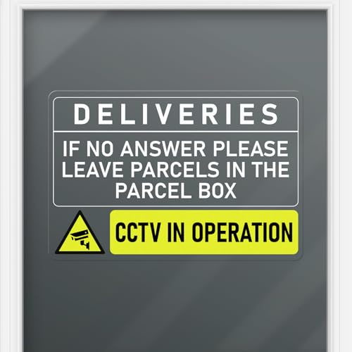 YIKIADA 10 Pack CCTV in Operation Sticker Vinyl 150 × 100 mm Self- Adhesive Deliveries Signs Waterproof Parcel Box Window Decals Removable Warning Clings for Office Workplace Home