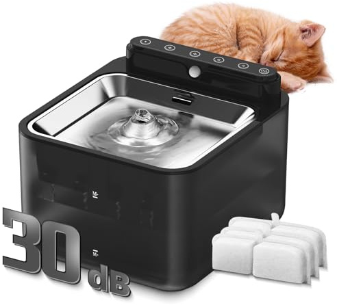 Wireless Cat Water Fountain Battery Operated,Water Fountains for Cats Indoor,108oz/3.2L Motion Sensor Pet Water Fountain,BPA-Free(3 Filters)