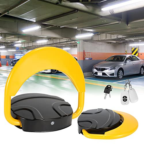 Joparri Parkplatzsperre mit Fernbedienung, Parkplatzwächter Automatische mit Alarmfunktionen, Ferngesteuerter Parkpfosten Antikollision 180°, Klapppfosten Antikollision Parkplatzschloss, 2 Stück