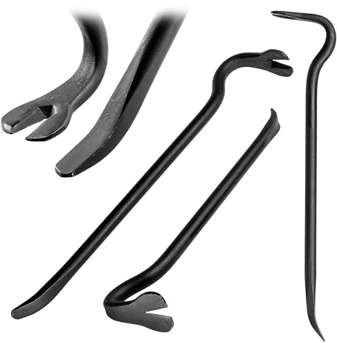 KADAX Palanca de acero, palanca con garra y hoja ancha, para trabajos de demolición, pie de vaca resistente, ranuras para clavos, extractor de uñas (negro, 44 cm)