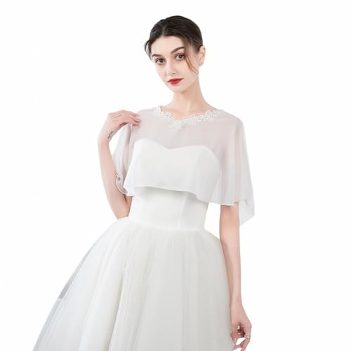BESTORI Damen Schal Elegant Chiffon Stola Lace Boleros für Abendkleid Hochzeit Braut Brautjungfern Cape