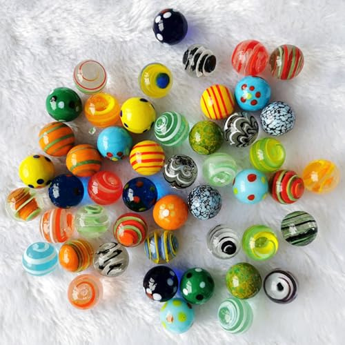 Tokaneit 20 Piezas Canicas de Cristal, Coloridas Canicas de Cristal con Ojos de Gato, Transparentes, Hechas a Mano, Colores, Colorida Canica 16 mm, Decoración de Cristals