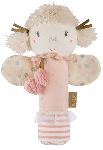 Fehn Stabgreifling Fee – Greifling zum Rasseln, Quietschen, Fühlen, Spielen in Form einer kuschelweichen Stoff-Fee – eine treue Begleiterin für Babys und Kleinkinder ab 0+ Monaten