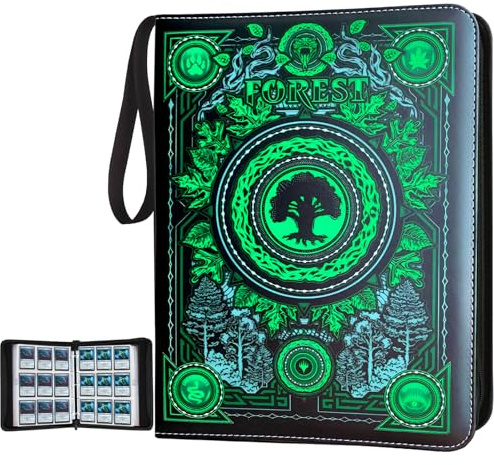 MTGPRO Trading Card Binder,9 Pocket Card Binder with Sleeves 720 Double Sided Pocket Premium Collector Card Album,Card Collection Folder for MTG,TCG,Yugioh,Game Cards (Green)