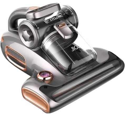 Cyclonic 600 W Ultrasonic Ultrasonic Anti-Dust Mite and Bed Bug Vacuum Cleaner with Heated Vibration 60°C, Removes 99.99% of Dust Mites (Grey)