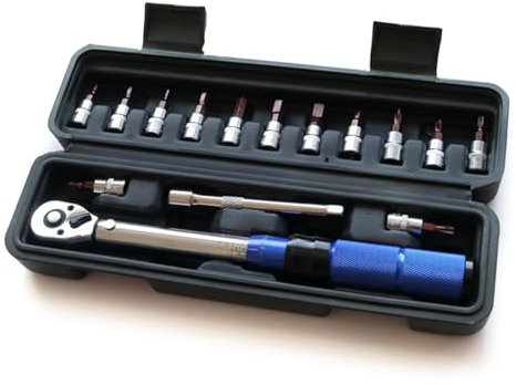 Diogeynu 15pcs 1/4 Inch Torque Wrench 2-25NM Bicycles Torque Tool Compatible for Road Mountain Bikes Motorcycle Maintenance