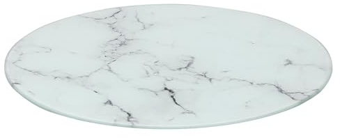 Harbour Housewares Rundes Schneidebrett aus Glas - 30cm - Marmor - 1x Temperiert Hitzebeständig Heim Küche Arbeitsplatte Sparer Kochfeld Kocher Herdplatte Oberfläche Schutz Abdeckung Schneidebretter