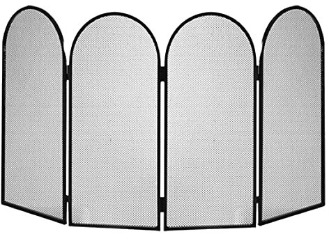 Crisalide® Parascintille per Camino, Finitura Nera, 2 Dimensioni, Protezione per Fiamme e Scintille, Accessorio Camino Elegante e Sicuro (4 Ante)