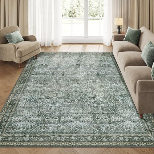 SONGMICS HOME Teppich, 160 x 230 cm, Wohnzimmerteppich, Vintage-Stil, Rutschfester Teppich, flauschig, Dekoration, für Wohnzimmer, Schlafzimmer, maschinenwaschbar, schiefergrau TAR129G01