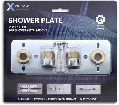 Xcel Home Plaque de Fixation de Douche | Mitigeur Barre Thermostatique | Connexions de Robinet Solides, sans Fuite | Durable et Résistant à la Corrosion | Facile et Compatible avec Mitigeurs