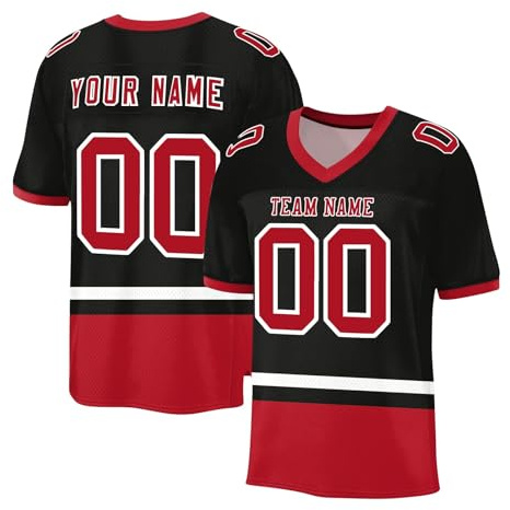 Personalisiertes American FootballTrikot Custom Football Jersey Individuell Bedruckt Team Name & Number Baseball Trikots für Männer Frauen Jugend Unisex Schnelltrocknend Atmungsaktiv Tshirt(#A 7)