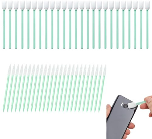EUYKQNOI Pack of 50 Cleaning Sticks, Mini Cleaning Sticks, Lint-Free for Drain Leather Alcohol, Cleaning Swabs, Cotton Buds, Long Cleaning Sticks for Inkjet Camera Lenses Cleaning