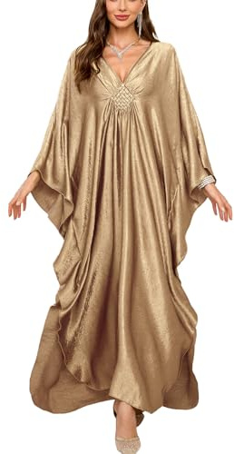 YouKD Abito lungo da donna stile caftano, bohémien, costume da bagno, copricostume da spiaggia, vestaglie, taglia unica, abbigliamento per la casa, Etichettalia unica