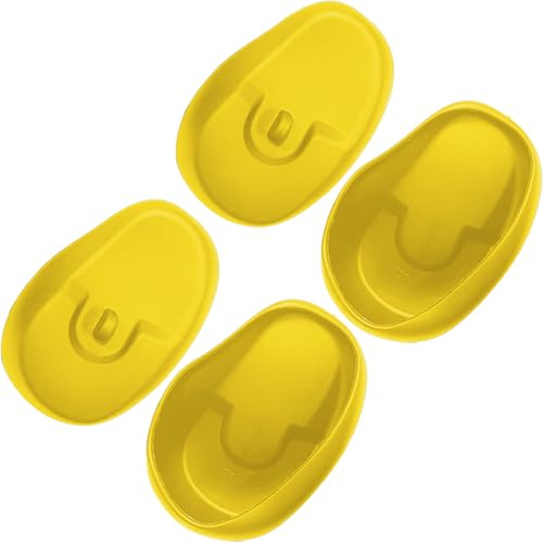 4Pcs Silicone Ear Covers for Shower, Ear Protectors Covers Reusable Ear Shield Waterproof Ear Covers for Hair Dye Shower Bathing, Yellow