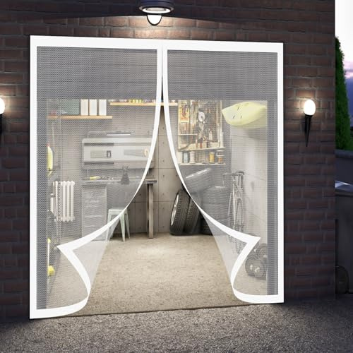 Moustiquaire Baie Vitree 198 x 220 cm Anti Mouche Anti Insecte Moustiquaire Baie Vitree Coulissante Joint Magnétique de Haut en Bas pour Porte de Balcon, Cave, Terrasse, Blanc