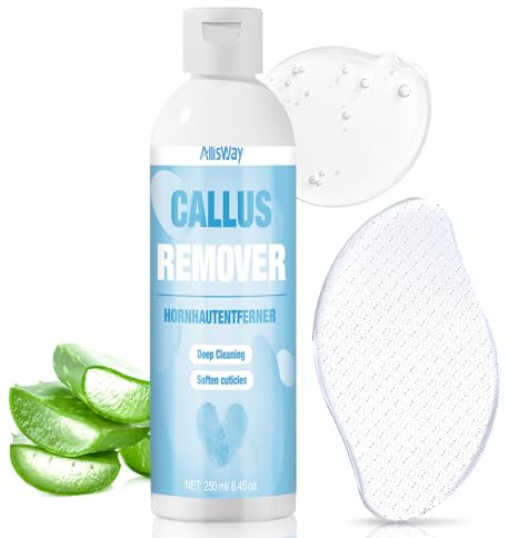 Allisway Lotion Anti Callosités Pieds, Soin des Pieds, Callus Remover, Lime à Pieds en Nano-Verre, Adoucit la Peau des Pieds, Hydrate en Profondeur, Soulage Sécheresse et Gerçures, 250 ml