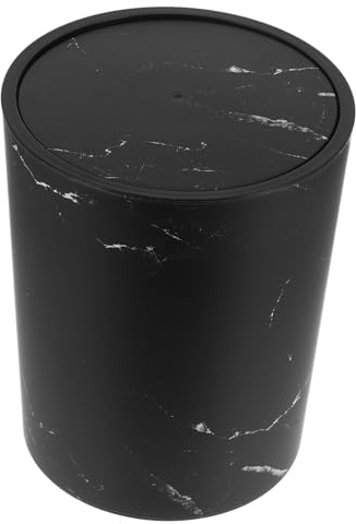 IMIKEYA Papelera de Mármol con Tapa Abatible y Anillo de Presión Cubo de Basura Grande y Multifuncional para Cocina Oficina Salón y Baño Diseño Elegante y Capacidad Amplia