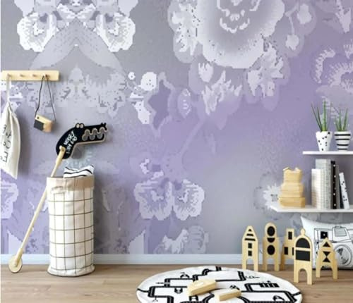 XLMING Abstrait Chaude Et Belle Fleur Violette Simple 3D Papier Peint Texture Soyeuse Intissé Salle à Manger Bureau D'étude Canapé Chambre Salon TV Mur-430cm×300cm