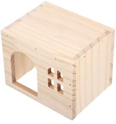 HAPINARY Holzhaus für Meerschweinchen Tunnel für Hamster Hamsterhäuser aus Holz Hölzernes Rattenversteck Käfighamsterhaus Kleintierhaus zum Verstecken und Ausruhen Haustierhaus für Spielen