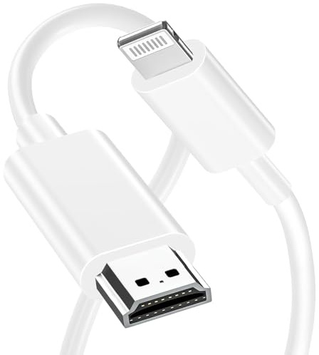 1STCHAMP [MFi Certified] Lightning to HDMI Adapter, iPhone Digital AV Adapter 1080P HD Video Sync Screen Connector Compatible with iPhone/iPad to TV Projector Monitor No Need Power Supply