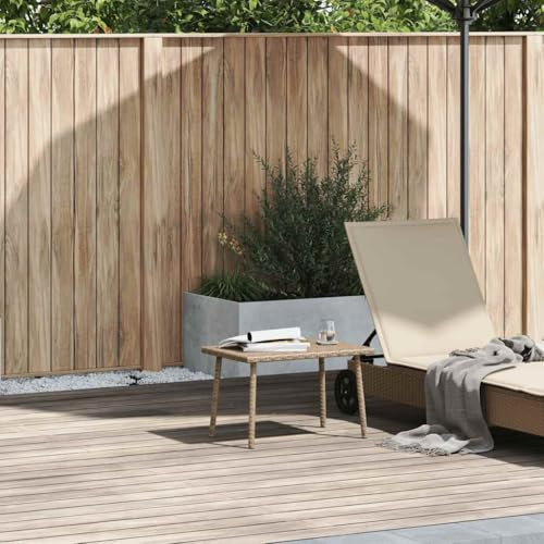 zylophax trädgårdsoffbord rektangulär beige av poly rotting 60 x 40 x 37 cm, väderbeständigt utomhusbord, balkongbord och terrassbord för vardagsrum och trädgård