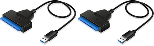 Ainiv USB 3.0 to SATA Adapter Cable for 2.5 SSD & HDD Drives, Super Fast Data Transfer, SATA to USB 3.0 External Converter, 50cm (Pack of 2)
