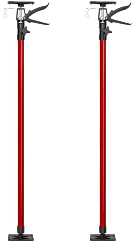 tectake® Baustützen Teleskop Stange 115-290 cm, Baustütze mit Auflageplatten mit Kugelgelenk, Montagestütze je 30 kg Tragkraft, Spannstange, Montagehilfe für Deckenverkleidung - rot, 2er Set