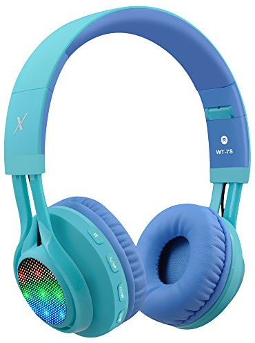 Riwbox WT-7S Kids Bluetooth Headphones Light Up, Foldable Stero Wireless Headset with Microphone and Volume Control for PC/Tablet/TV/Travel