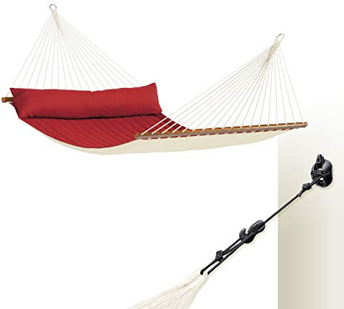 LA SIESTA - Alabama Red Pepper - Gefütterte Stabhängematte Kingsize + CasaMount Black - Mehrzweck-Befestigung