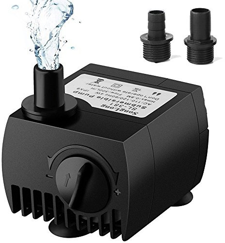SeeKool Submersible Water Pump, Ultra-Quiet Fountain Water Pump with 4.92ft (1.5M) Power Cord and 2 water outlet Nozzles, for Pond/Aquarium/Fish Tank/ Statuary/Hydroponics