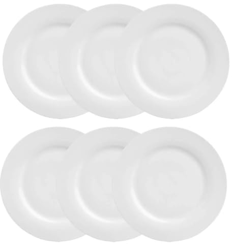 Secret de Gourmet - Lot de 6 Assiettes Porcelaine Uni 24cm Blanc