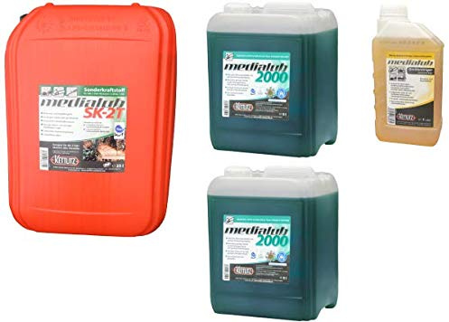 KETTLITZ-Medialub Forst to GO XXL, 25 Liter Medialub SK-2T Sonderkraftstoff Alkylatbenzin 2 Takt, 2 x 5 Liter Medialub 2000 Bio Kettenöl-Sägekettenöl +1 L Gerätereiniger/Forst- Agrar Reiniger