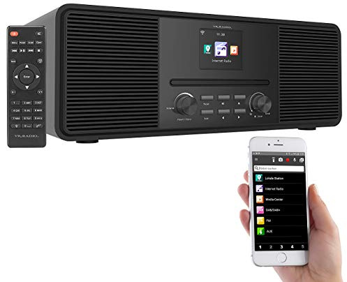 VR-Radio Digitalradio mit CD: Stereo-Internetradio mit CD-Player, DAB+/FM & Bluetooth, 40 W, schwarz (Radio mit, Stereoradio, Uhr)