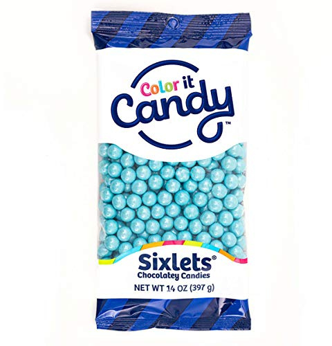 Color It Candy Shimmer Powder Blue Sixlets 14 Oz Peg Bag - Perfect For Table Centerpieces, Weddings, Birthdays, Candy Buffets, & Party Favors.