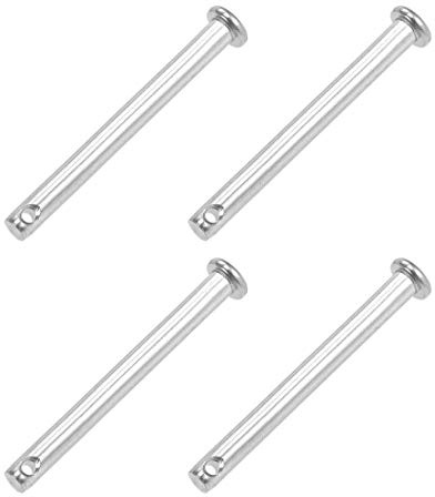 sourcing map Pasadores de horquilla de un solo agujero, 5 mm x 50 mm, cabeza plana, acero inoxidable 304, 4 unidades