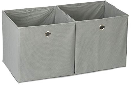 Relaxdays Aufbewahrungsbox Stoff 4er Set, quadratisch, grau | Aufbewahrung für Regal, Stoffbox in Würfelform 30x30x30 cm